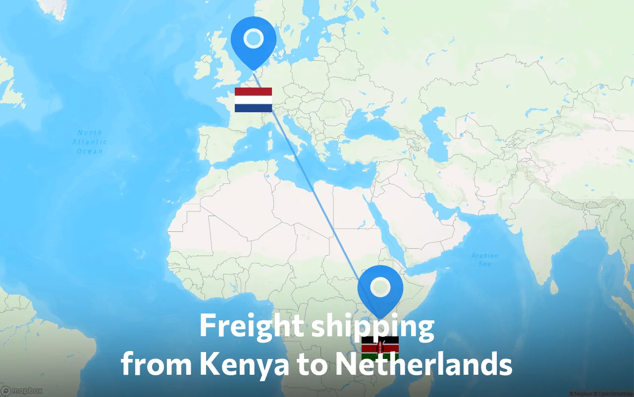 Shipping route from Kenya to Netherlands