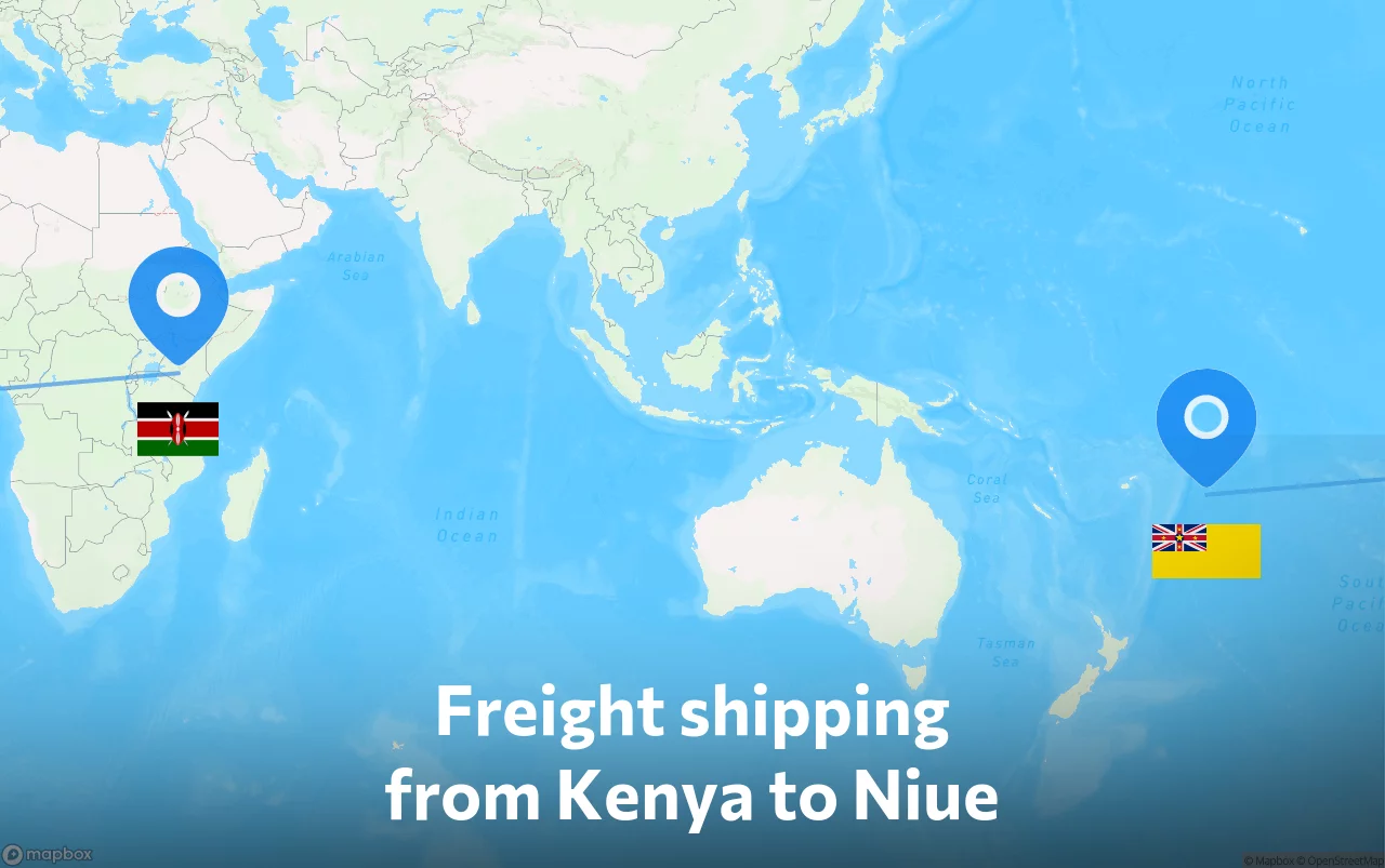 Shipping route from Kenya to Niue