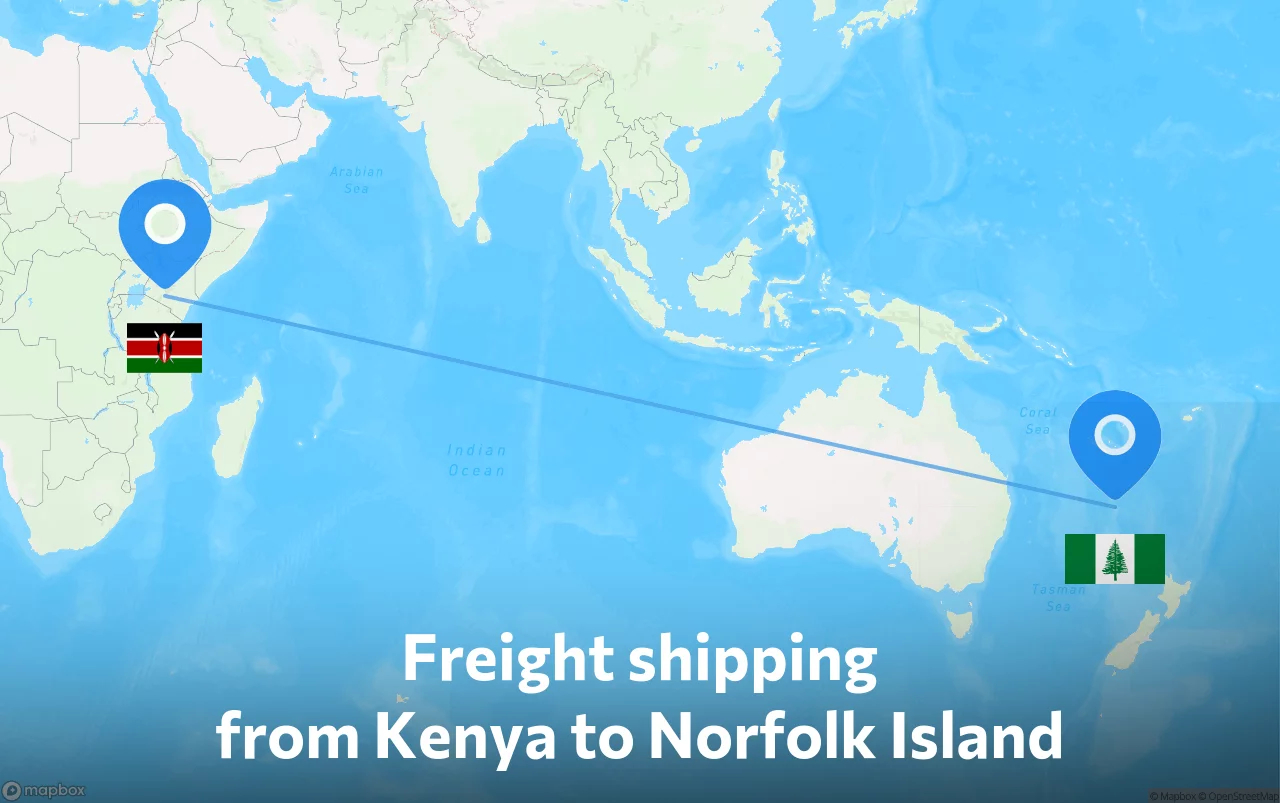Shipping route from Kenya to Norfolk Island