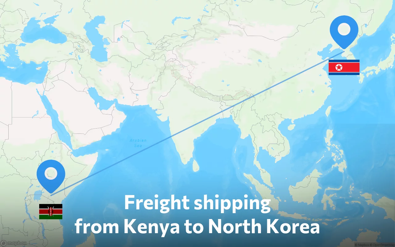 Shipping route from Kenya to North Korea