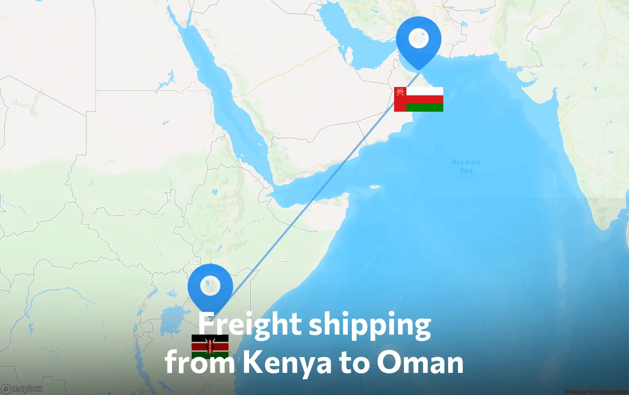 Shipping route from Kenya to Oman
