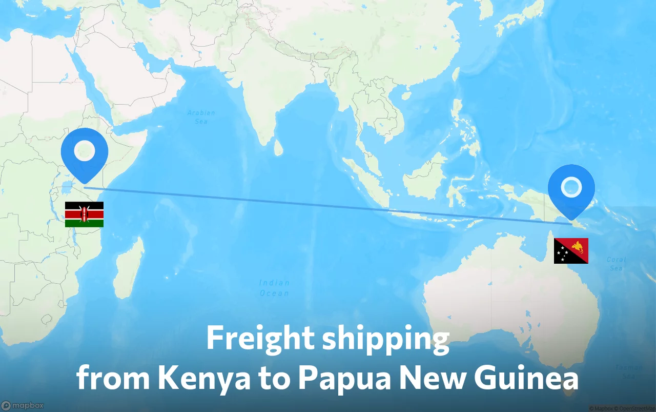Shipping route from Kenya to Papua New Guinea