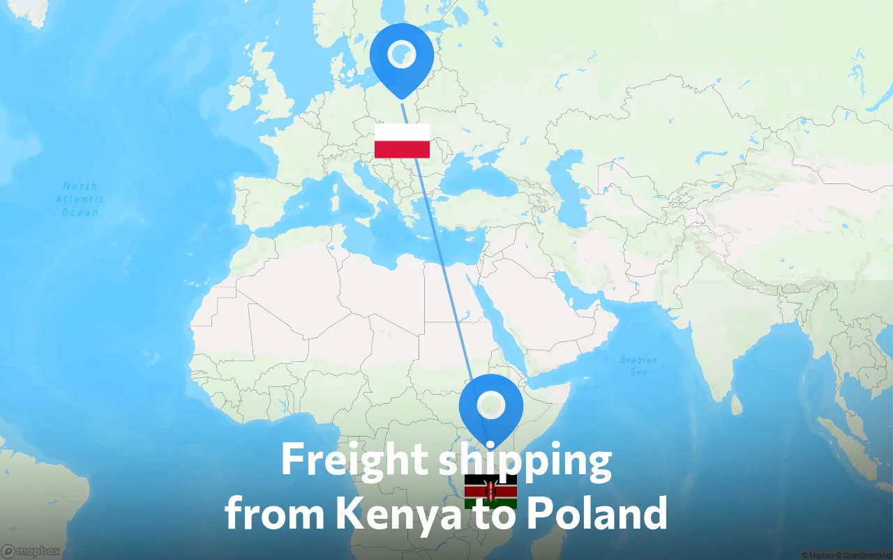 Shipping route from Kenya to Poland