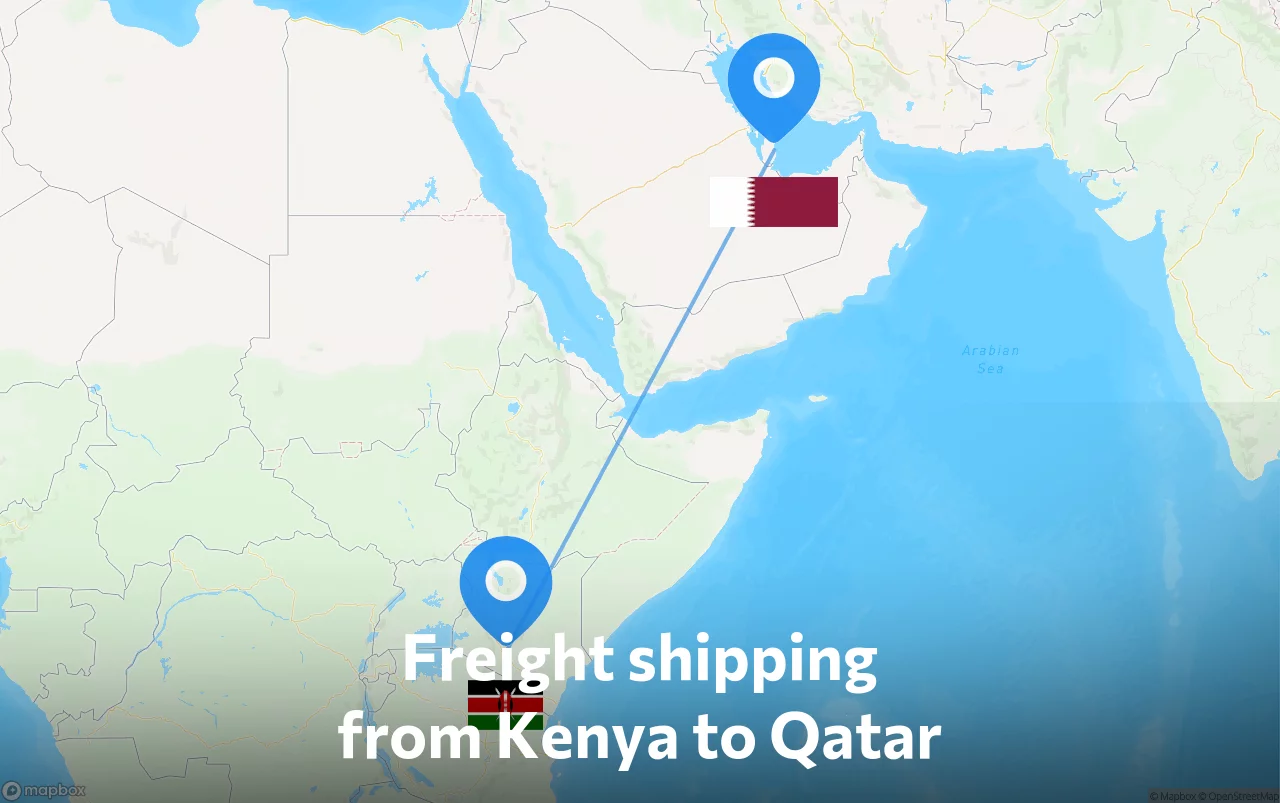 Shipping route from Kenya to Qatar