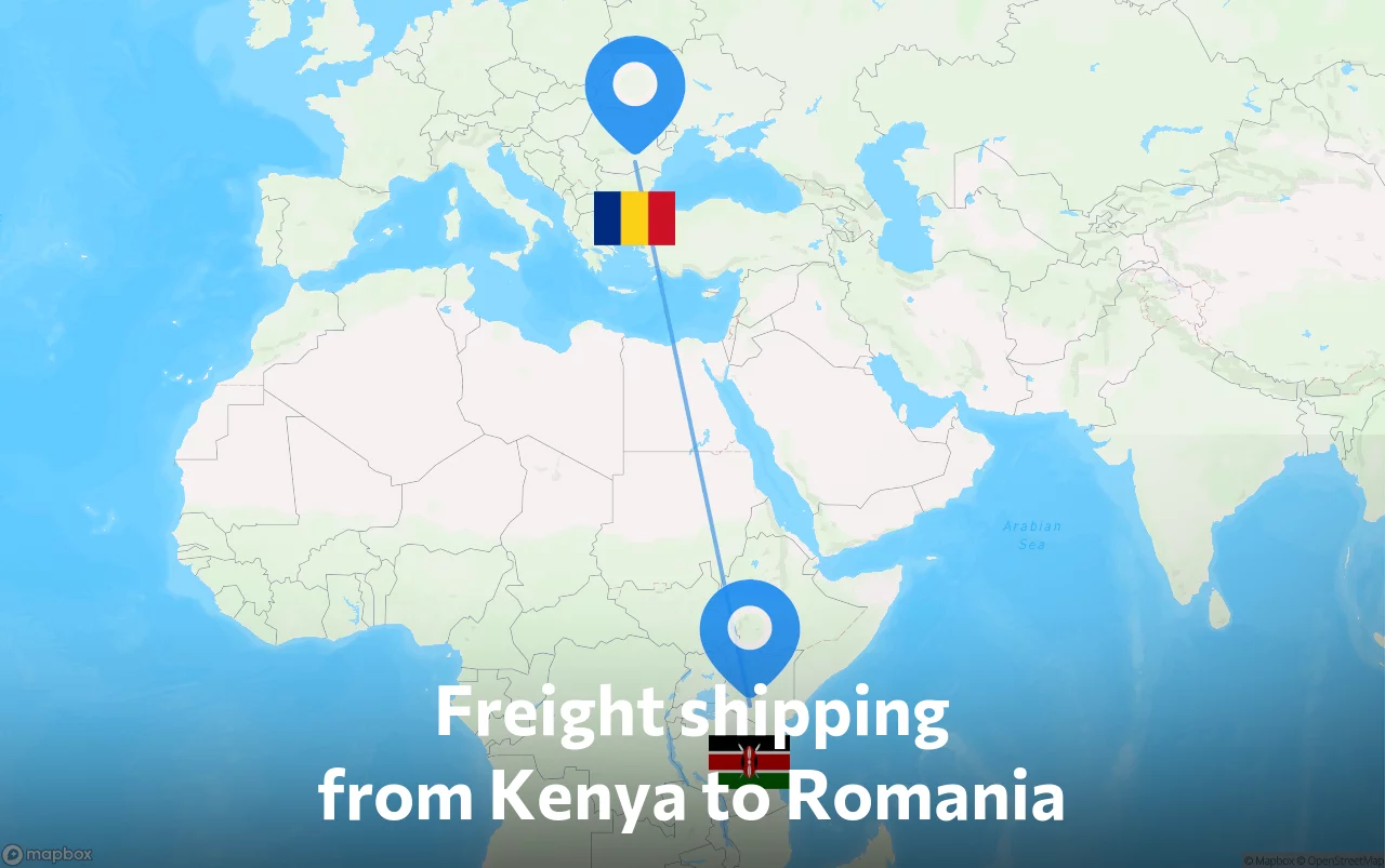 Shipping route from Kenya to Romania