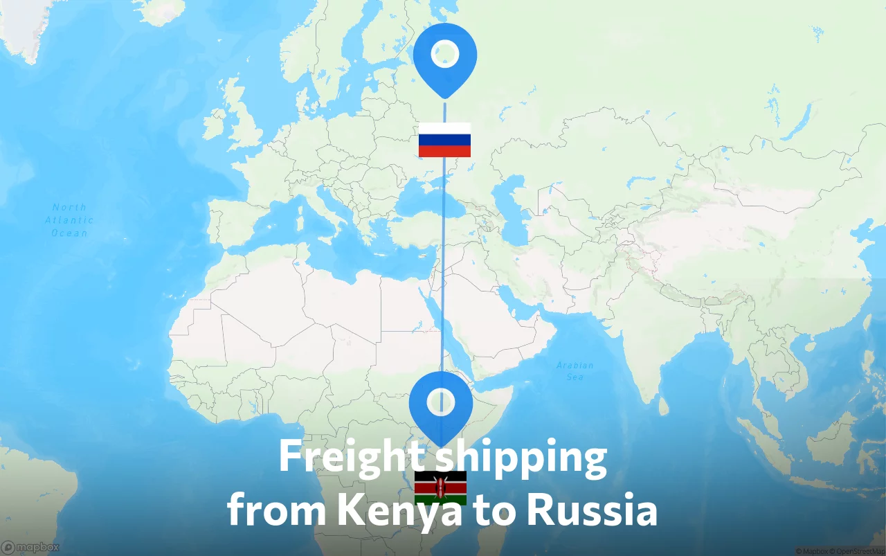 Shipping route from Kenya to Russia