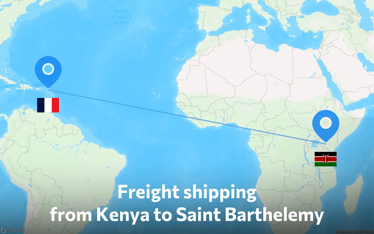 Shipping route from Kenya to Saint Barthelemy