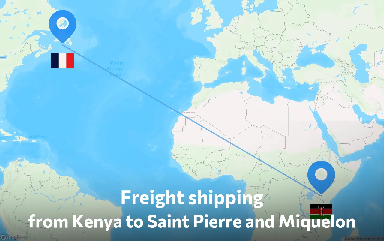 Shipping route from Kenya to Saint Pierre and Miquelon