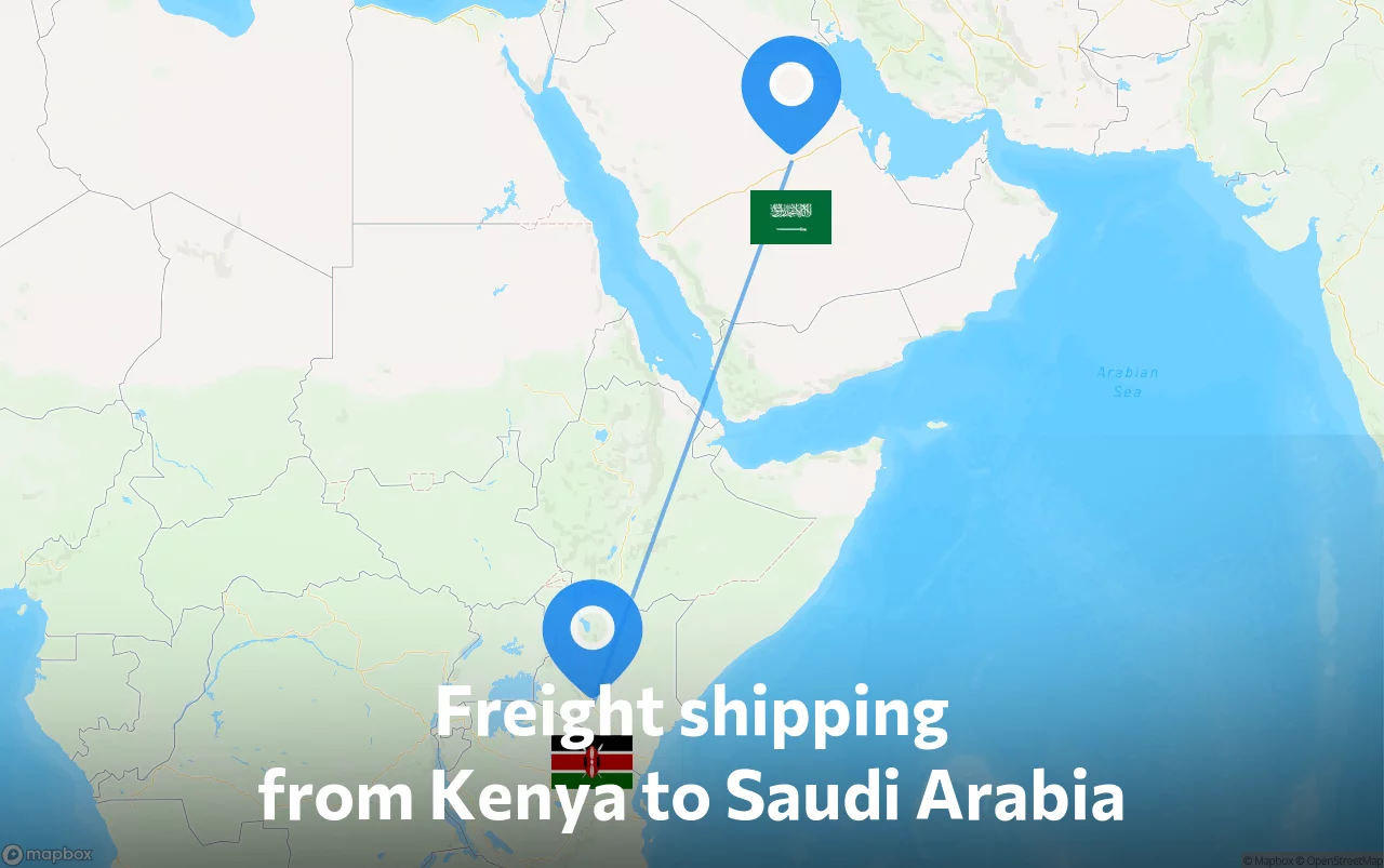 Shipping route from Kenya to Saudi Arabia