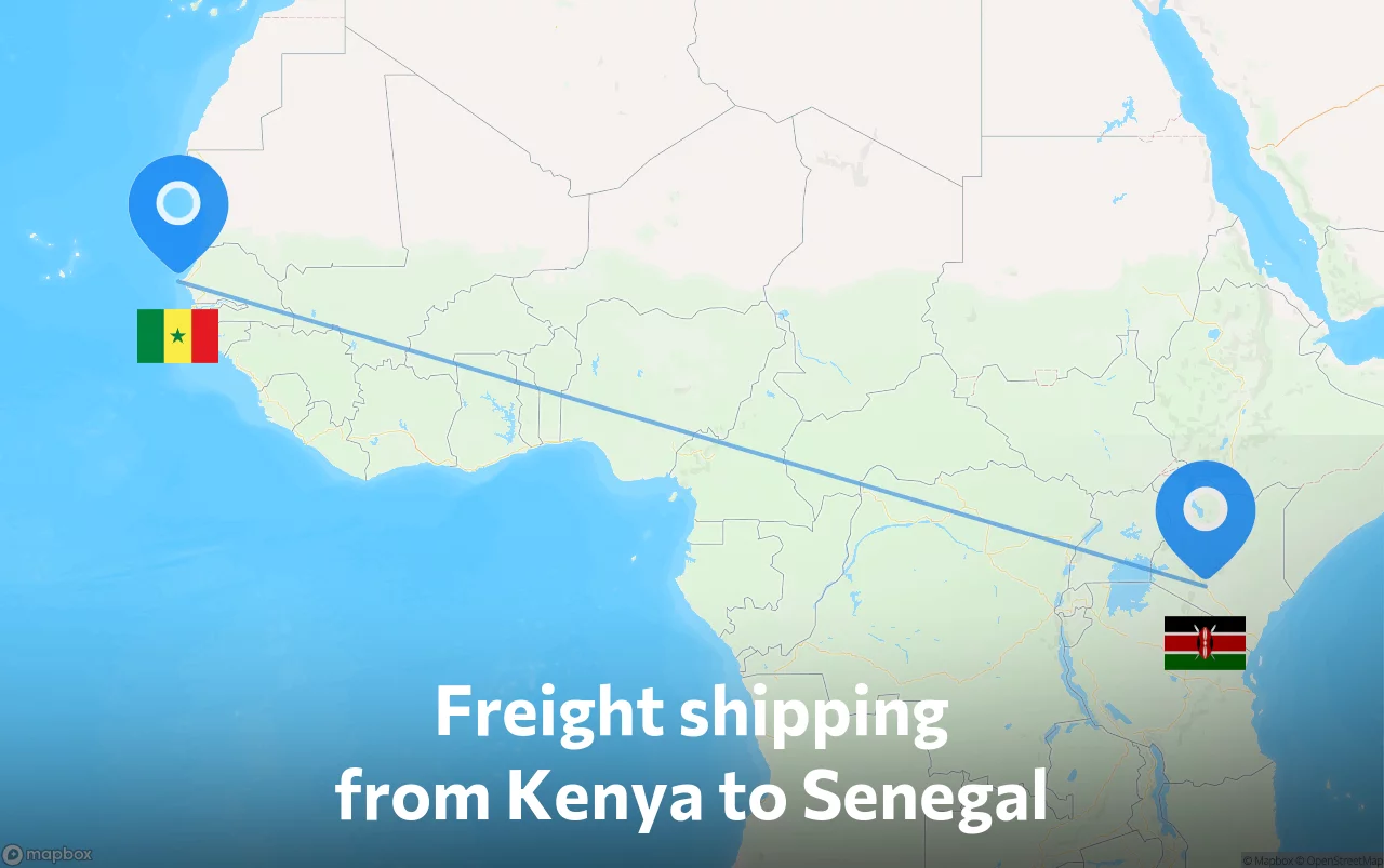 Shipping route from Kenya to Senegal