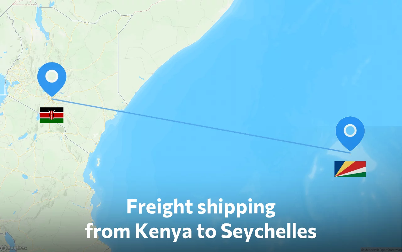 Shipping route from Kenya to Seychelles