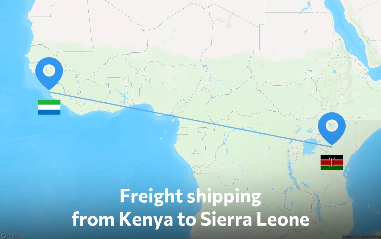 Shipping route from Kenya to Sierra Leone