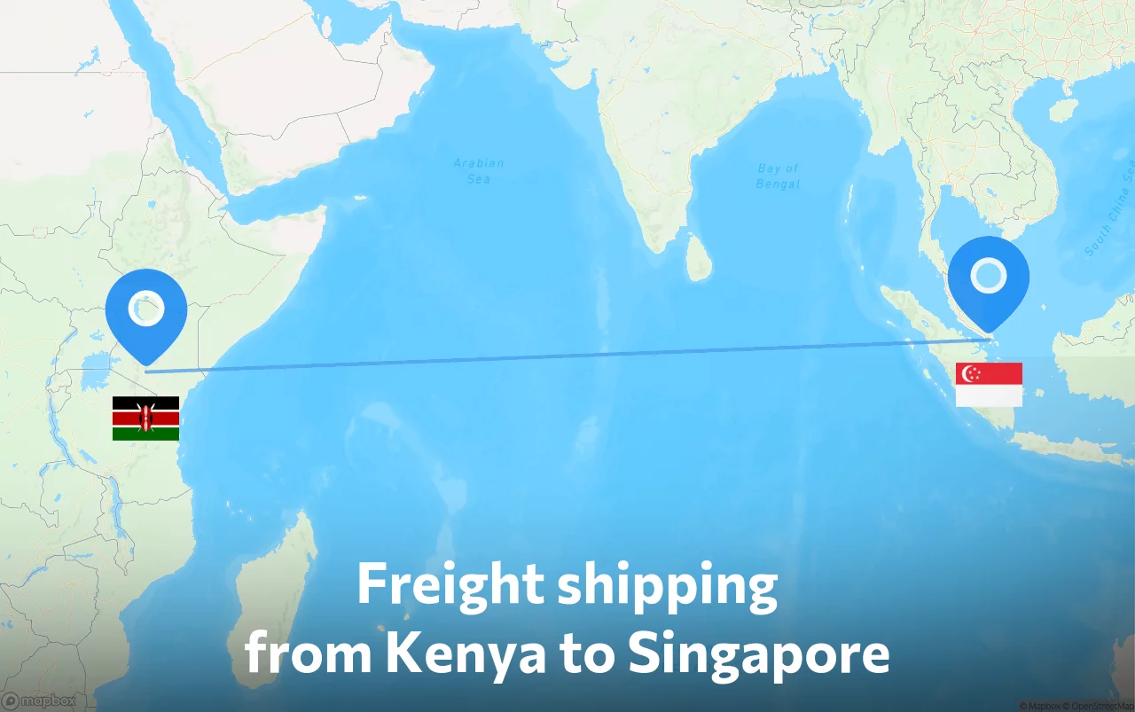 Shipping route from Kenya to Singapore