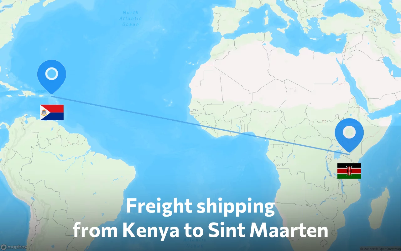 Shipping route from Kenya to Sint Maarten
