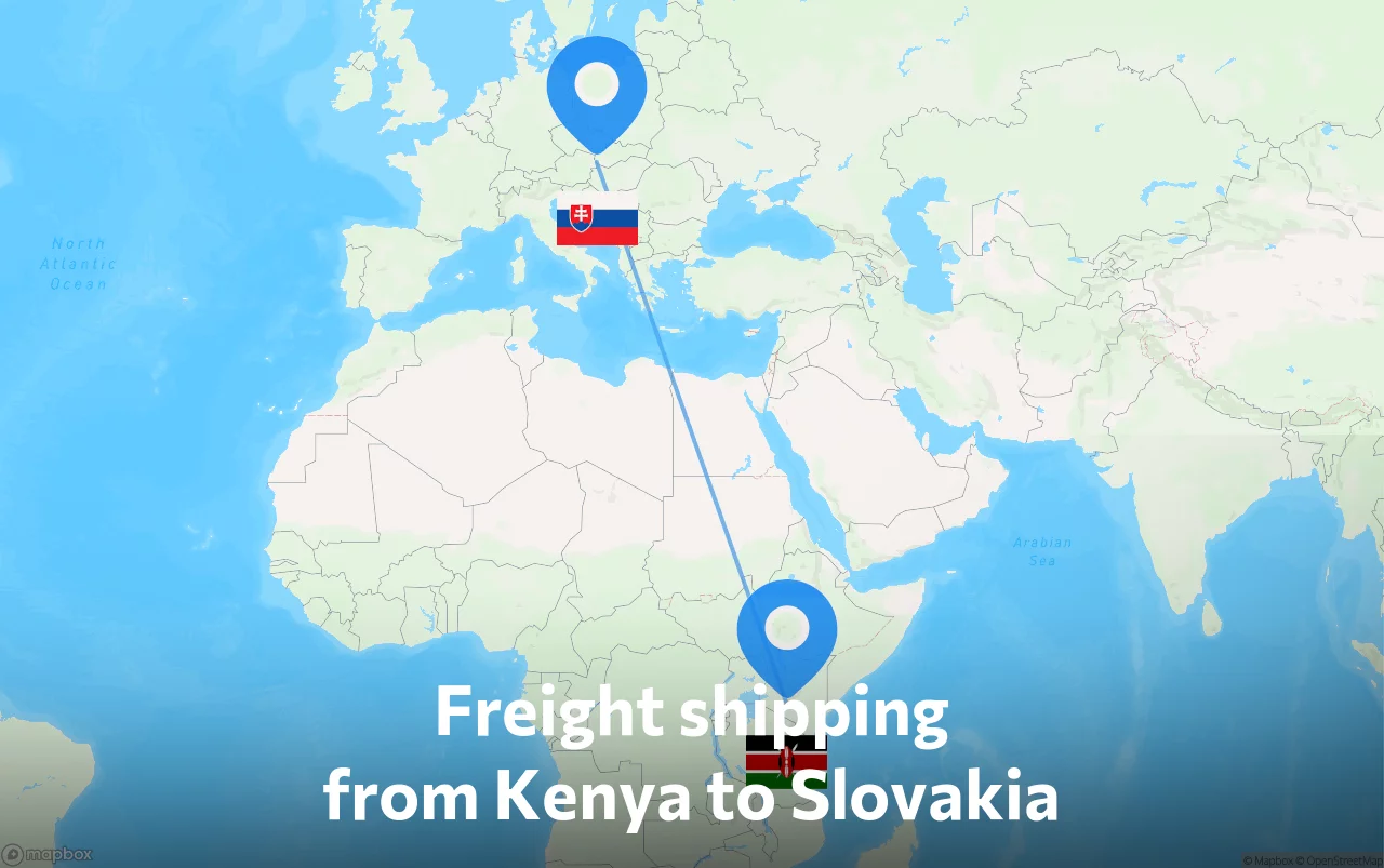 Shipping route from Kenya to Slovakia