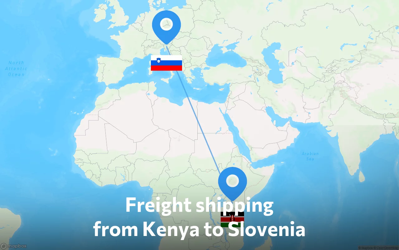 Shipping route from Kenya to Slovenia