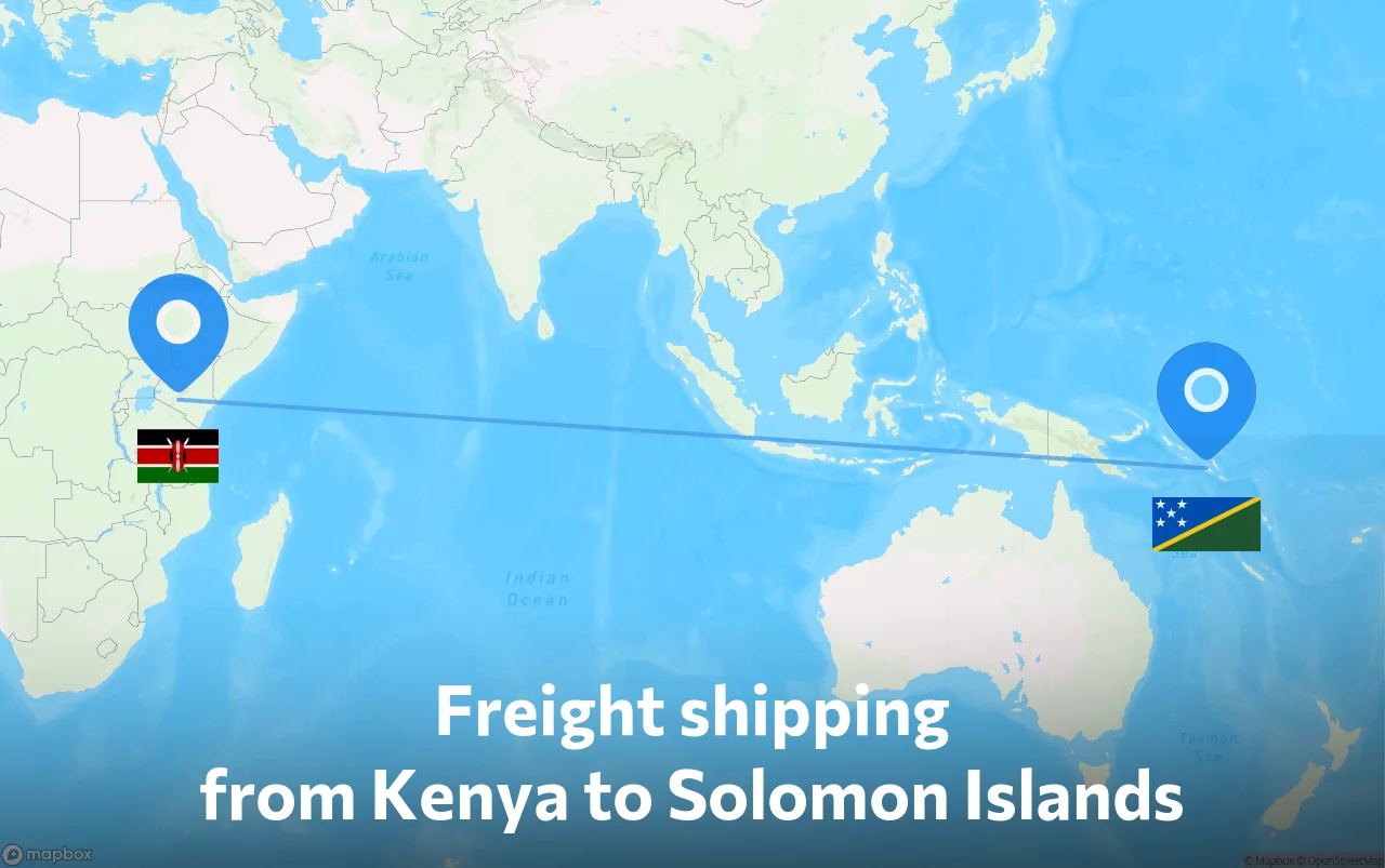 Shipping route from Kenya to Solomon Islands