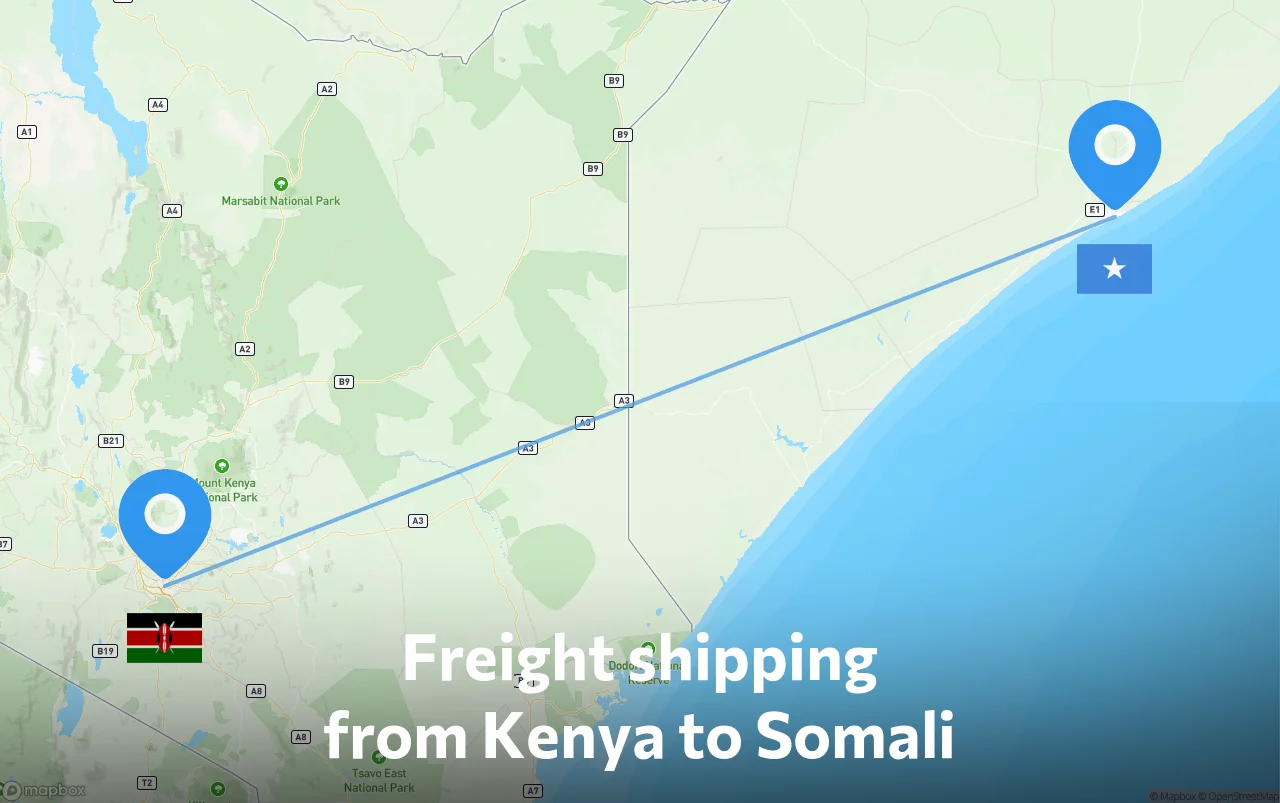 Shipping route from Kenya to Somali