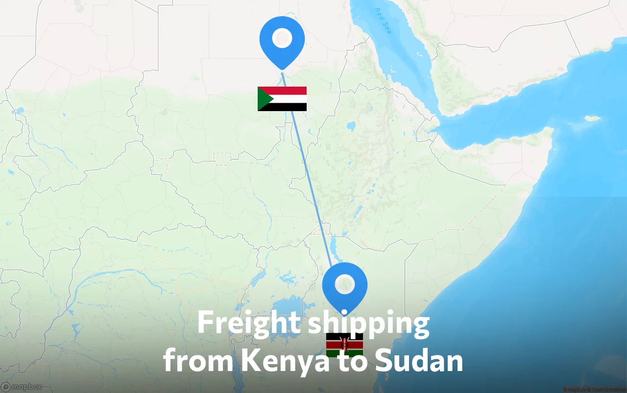 Shipping route from Kenya to Sudan