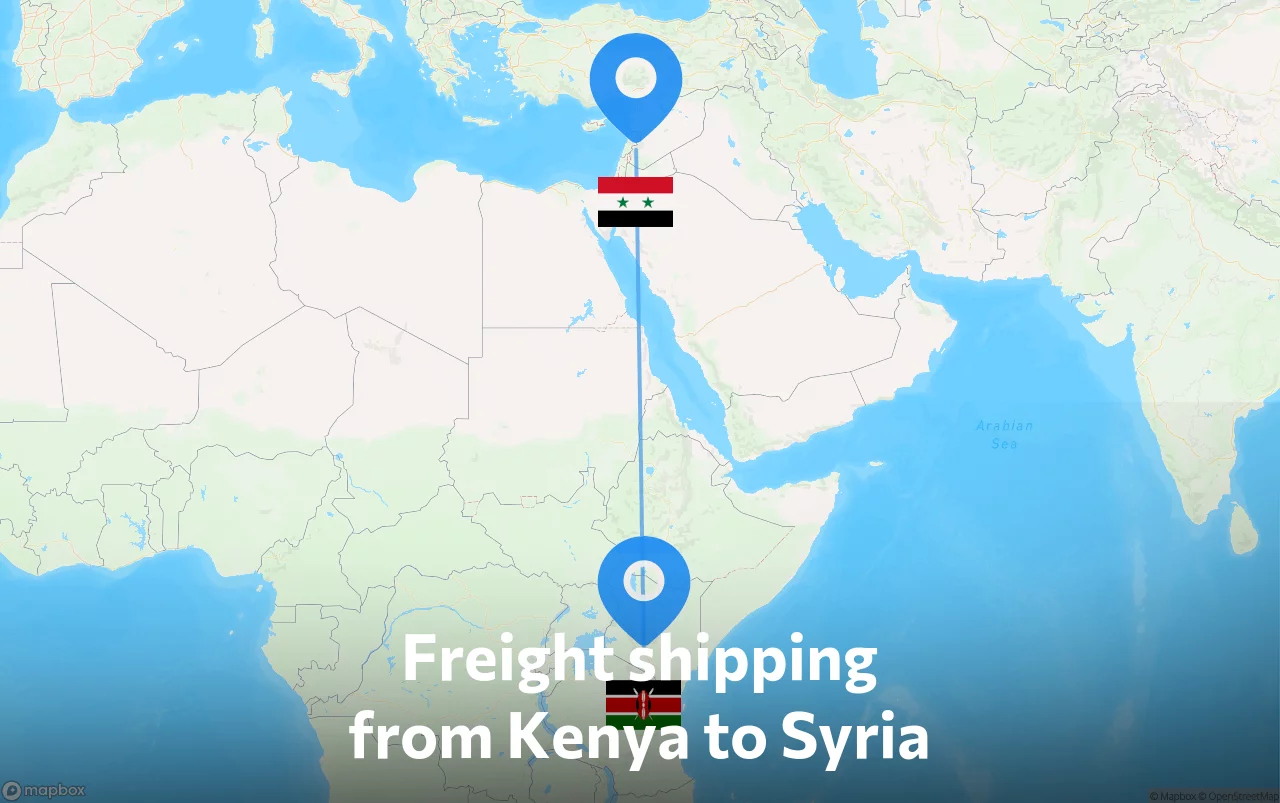 Shipping route from Kenya to Syria
