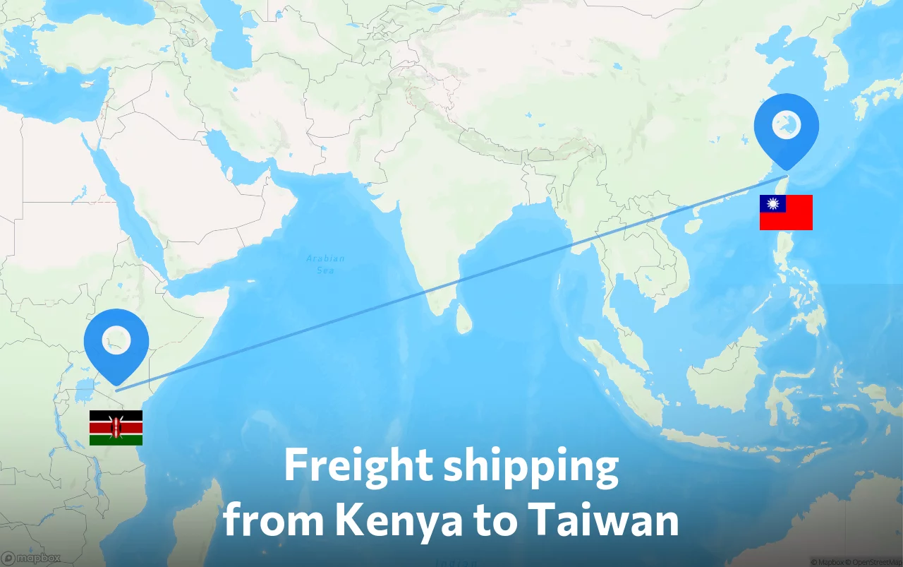 Shipping route from Kenya to Taiwan
