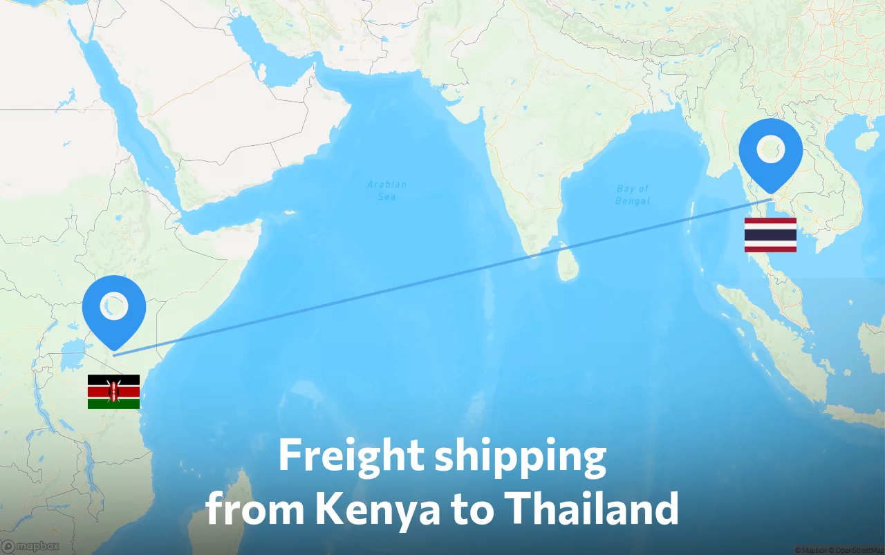 Shipping route from Kenya to Thailand