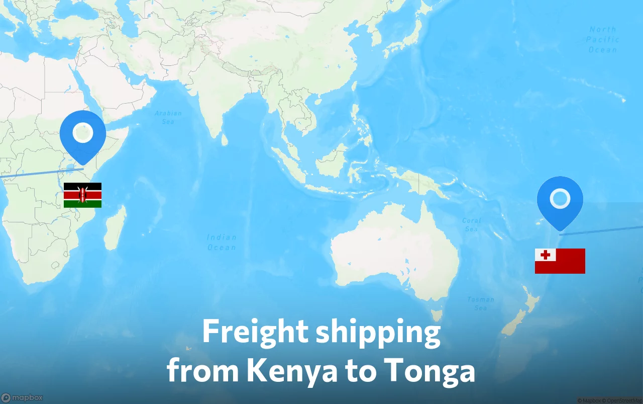 Shipping route from Kenya to Tonga