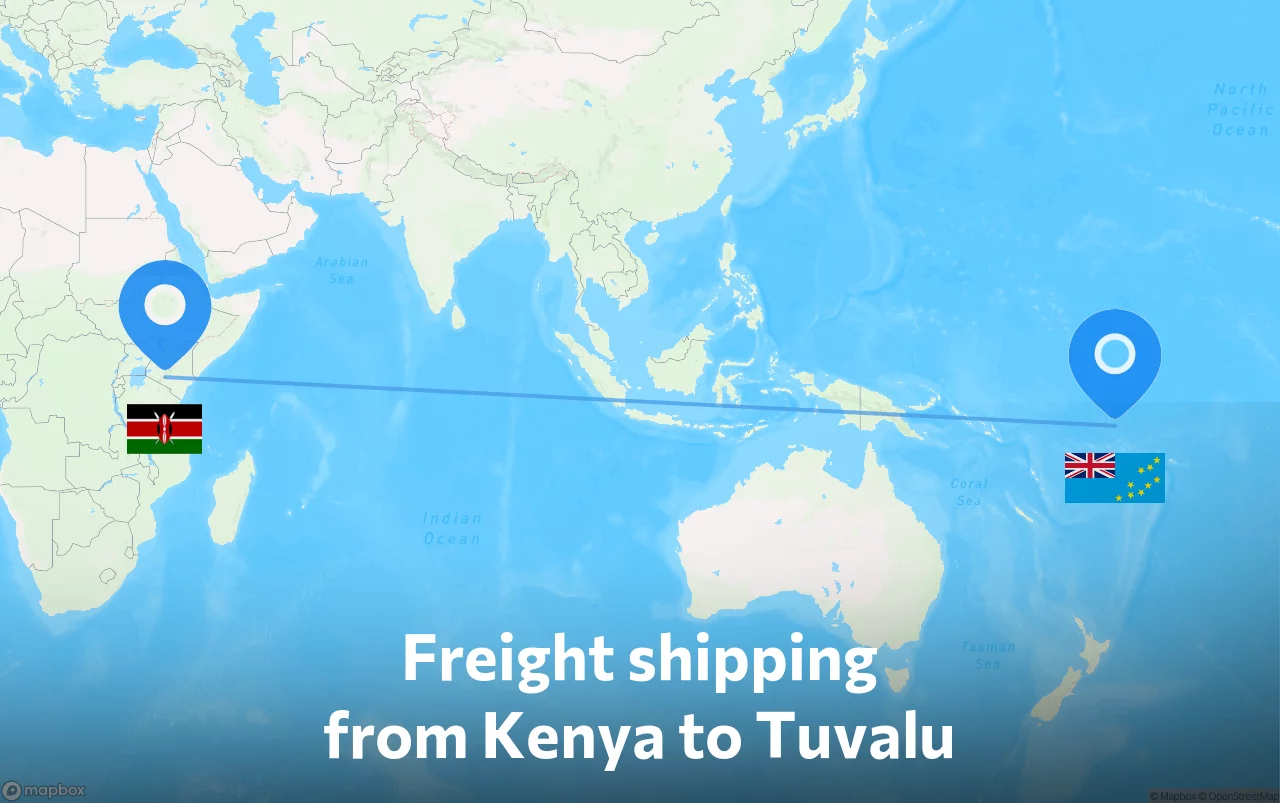 Shipping route from Kenya to Tuvalu