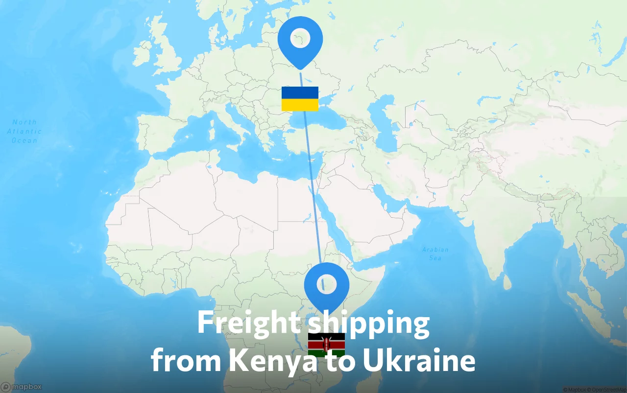 Shipping route from Kenya to Ukraine