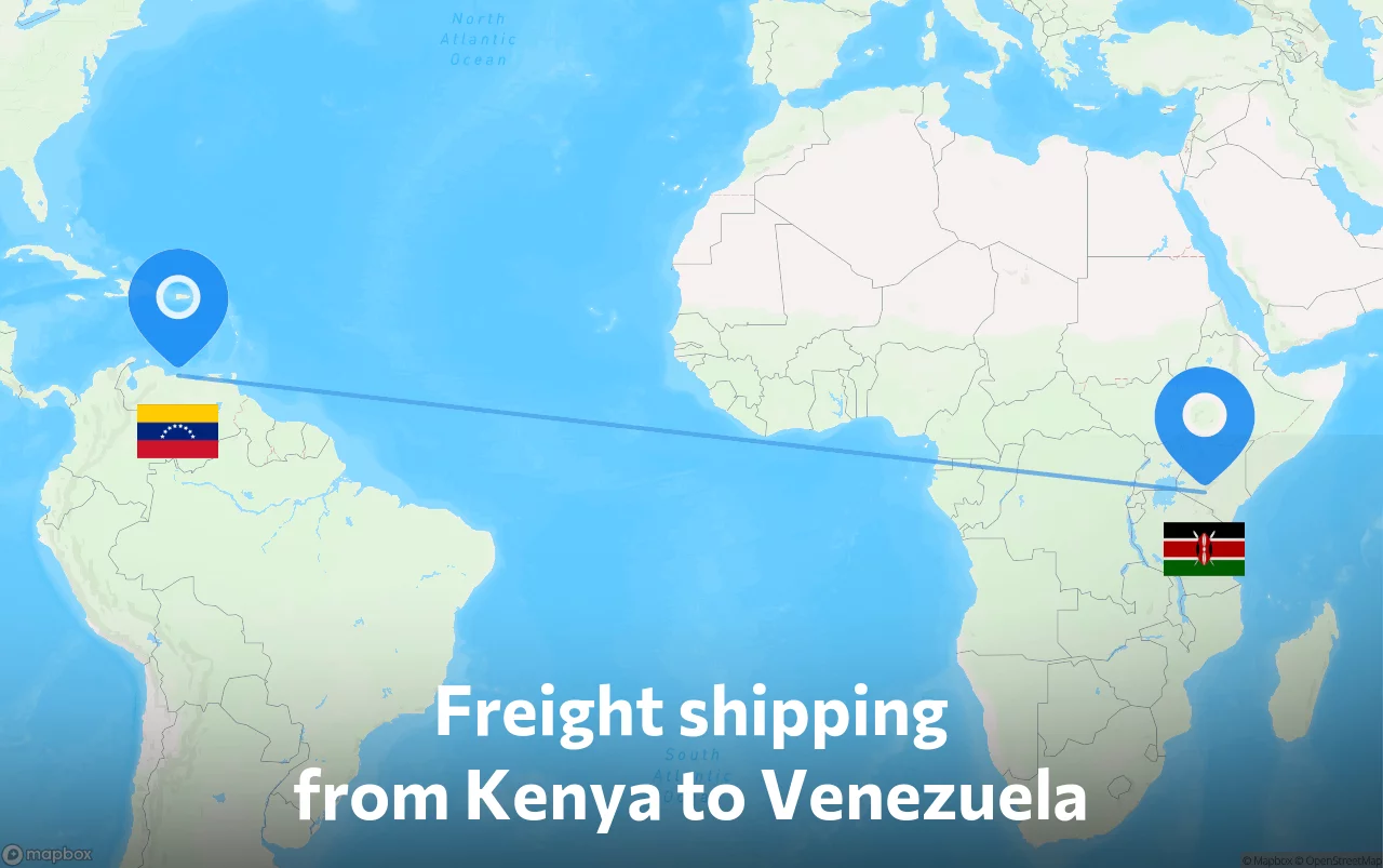 Shipping route from Kenya to Venezuela