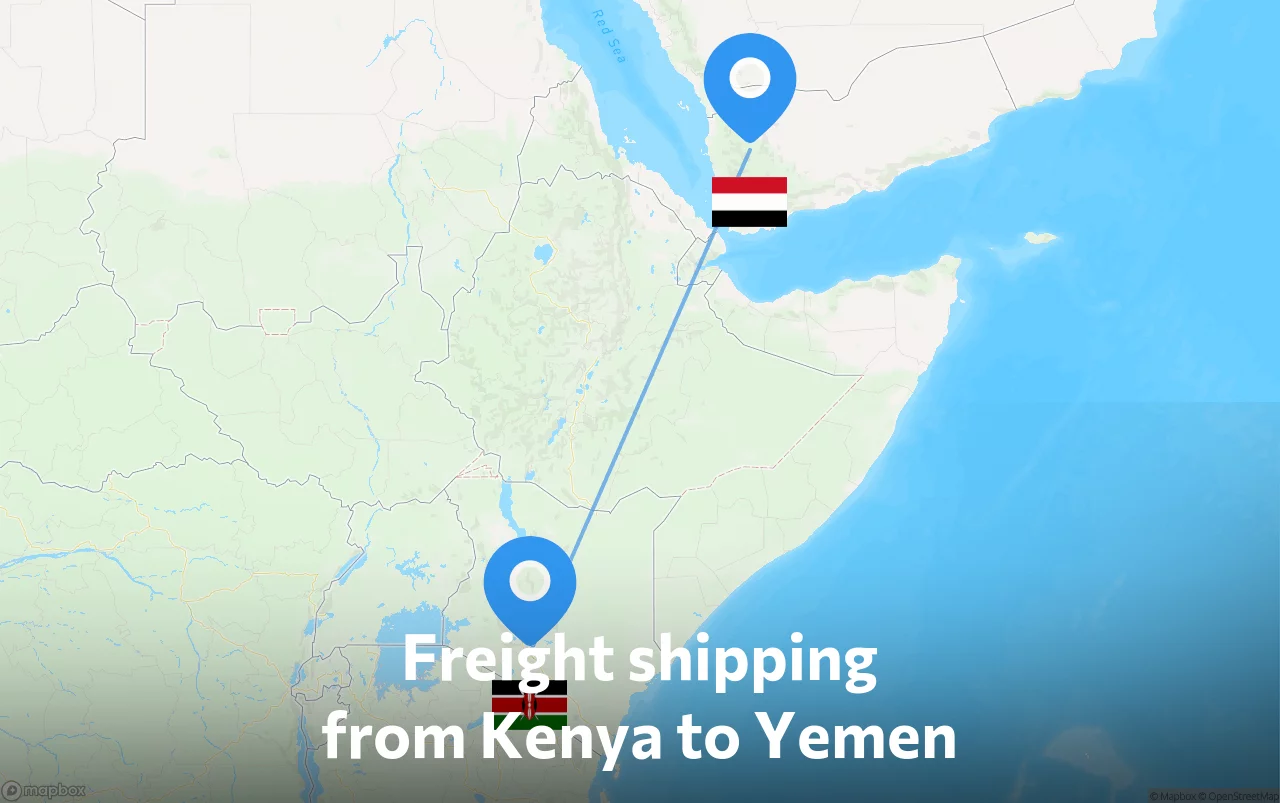 Shipping route from Kenya to Yemen