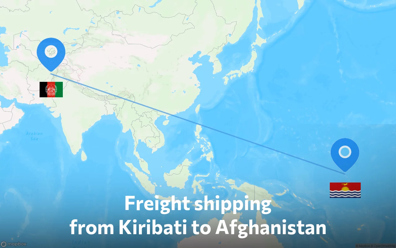 Shipping route from Kiribati to Afghanistan