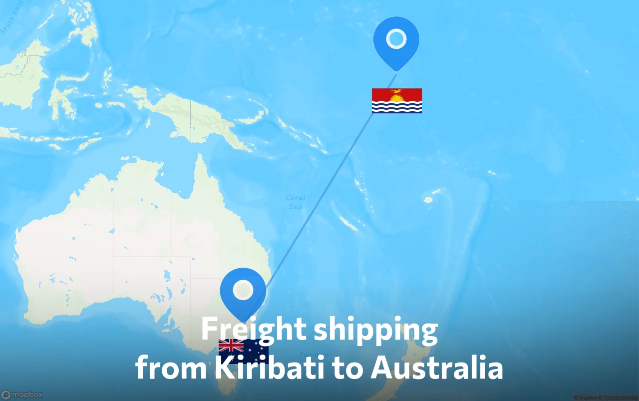 Shipping route from Kiribati to Australia