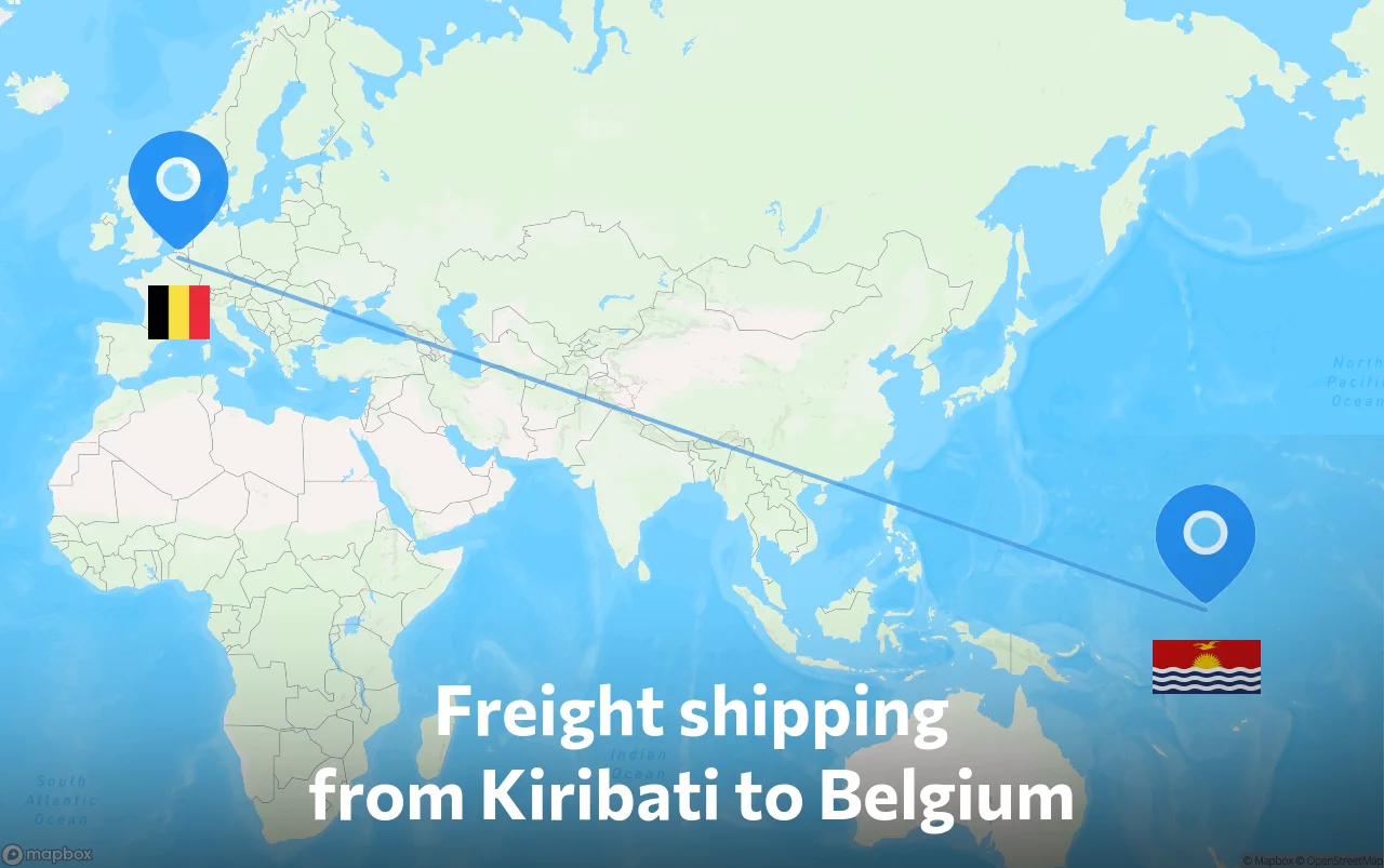 Shipping route from Kiribati to Belgium