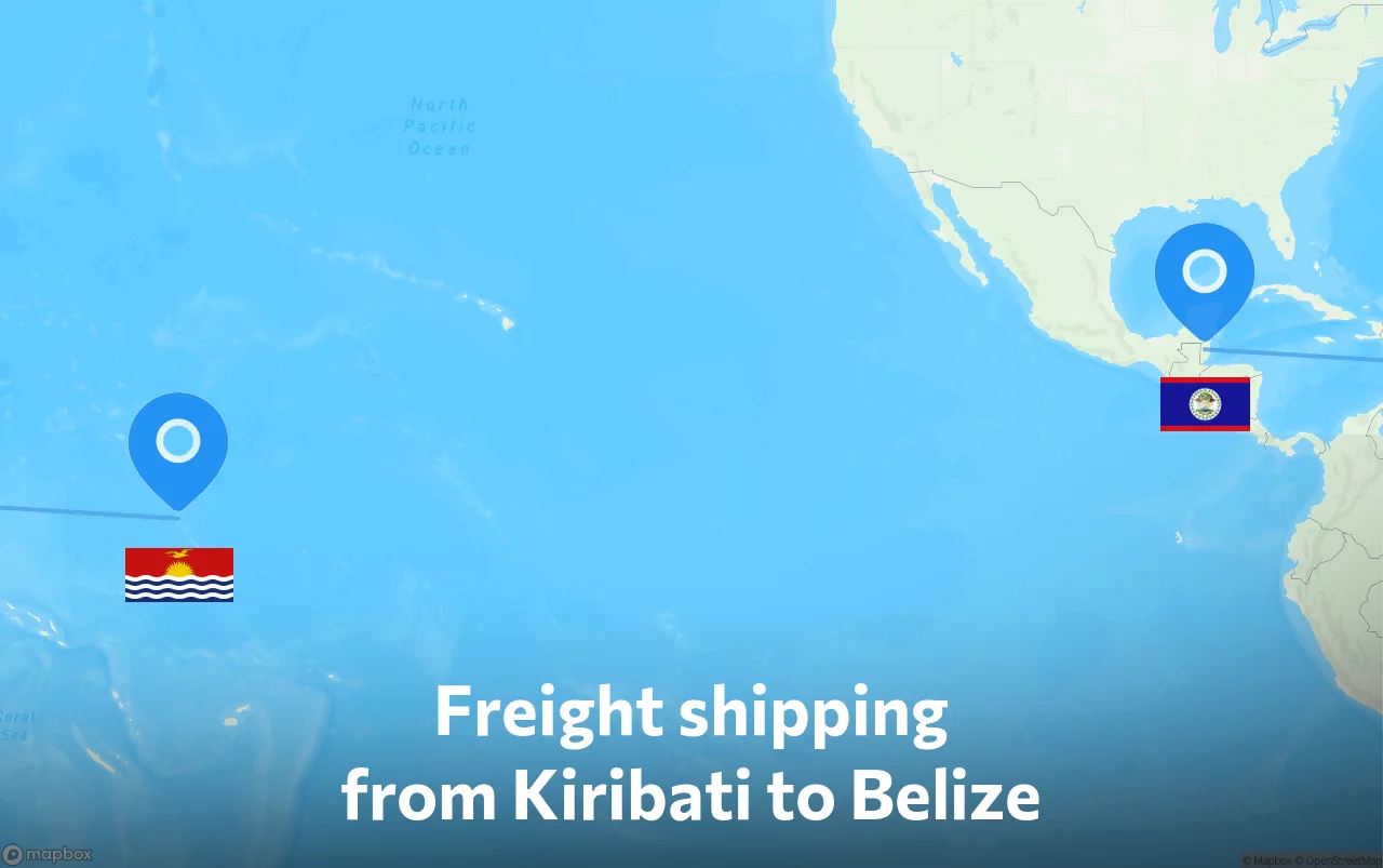 Shipping route from Kiribati to Belize