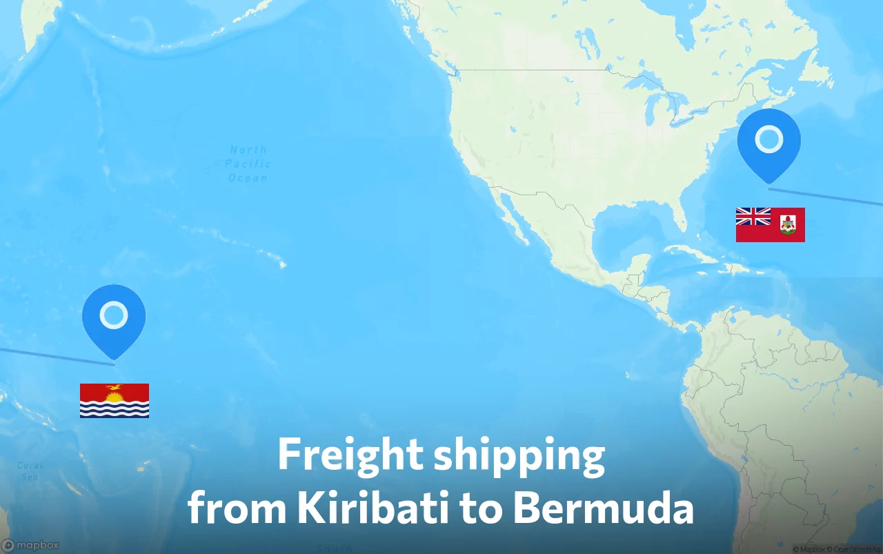 Shipping route from Kiribati to Bermuda