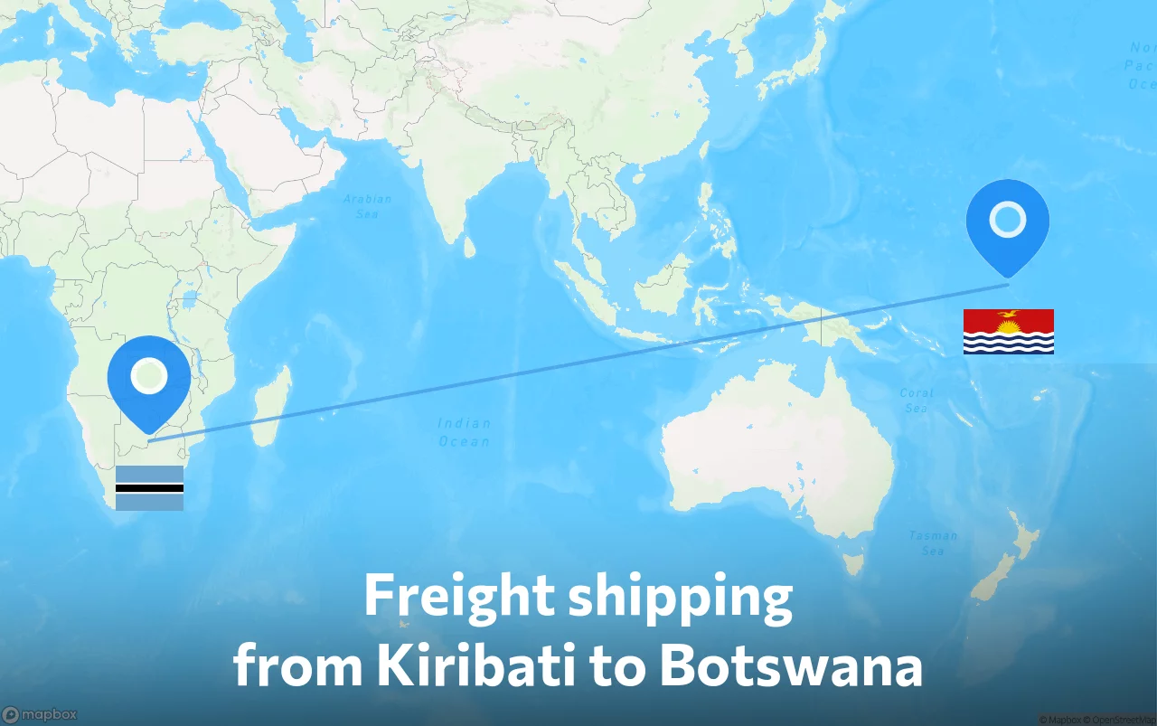 Shipping route from Kiribati to Botswana