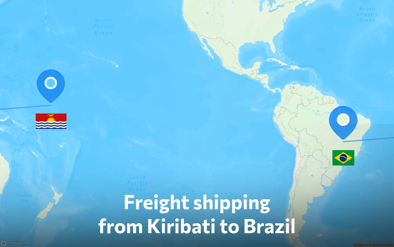 Shipping route from Kiribati to Brazil