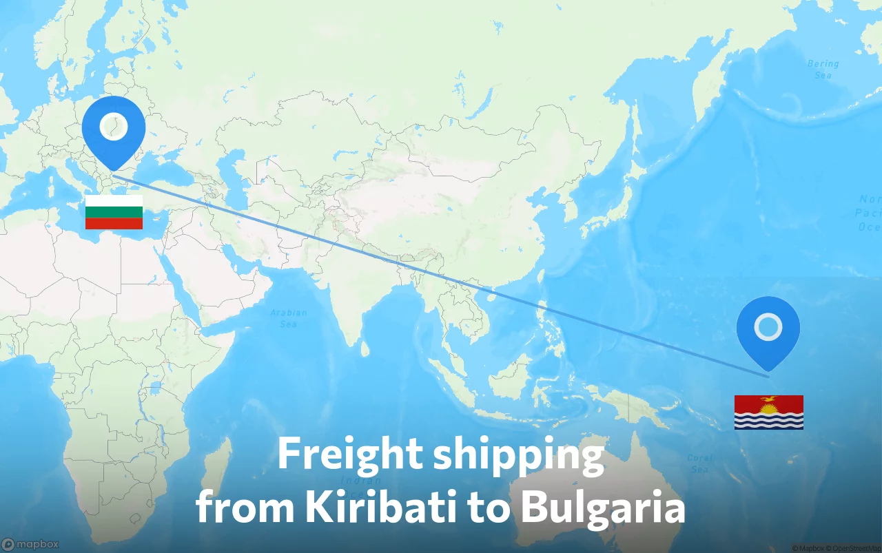 Shipping route from Kiribati to Bulgaria