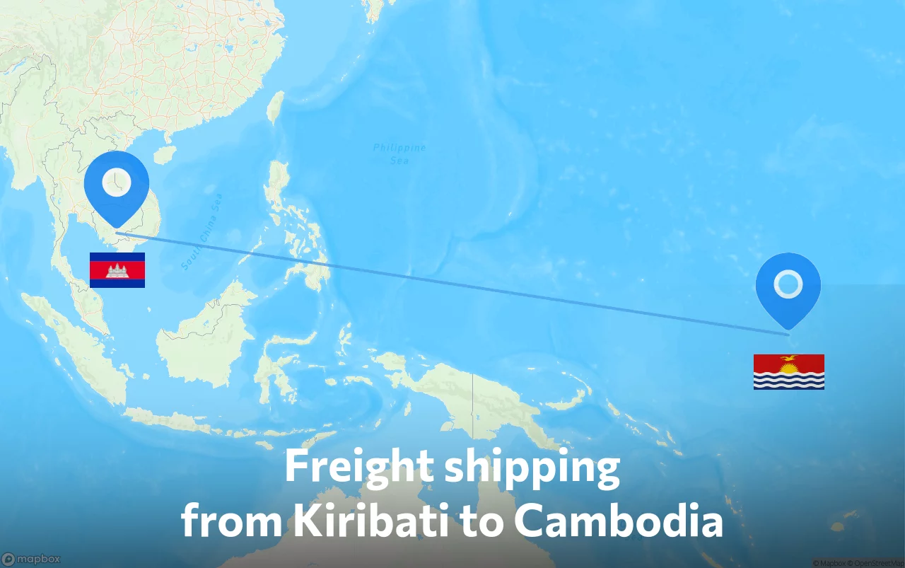 Shipping route from Kiribati to Cambodia