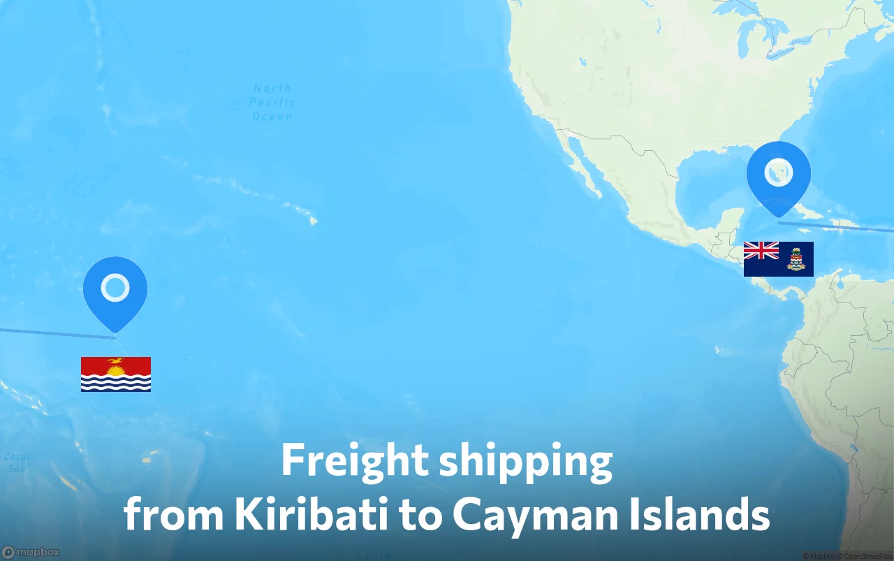 Shipping route from Kiribati to Cayman Islands