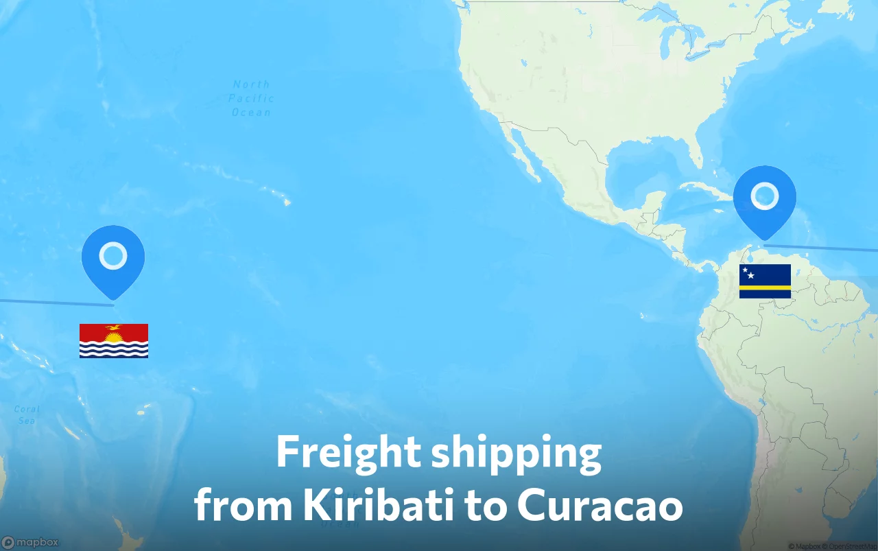 Shipping route from Kiribati to Curacao
