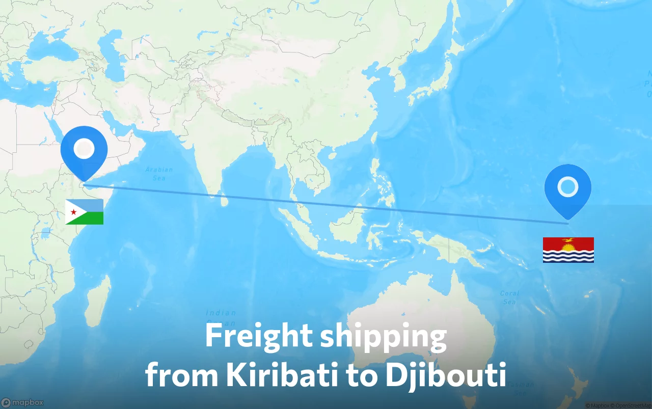 Shipping route from Kiribati to Djibouti