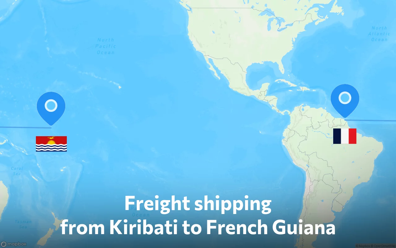 Shipping route from Kiribati to French Guiana