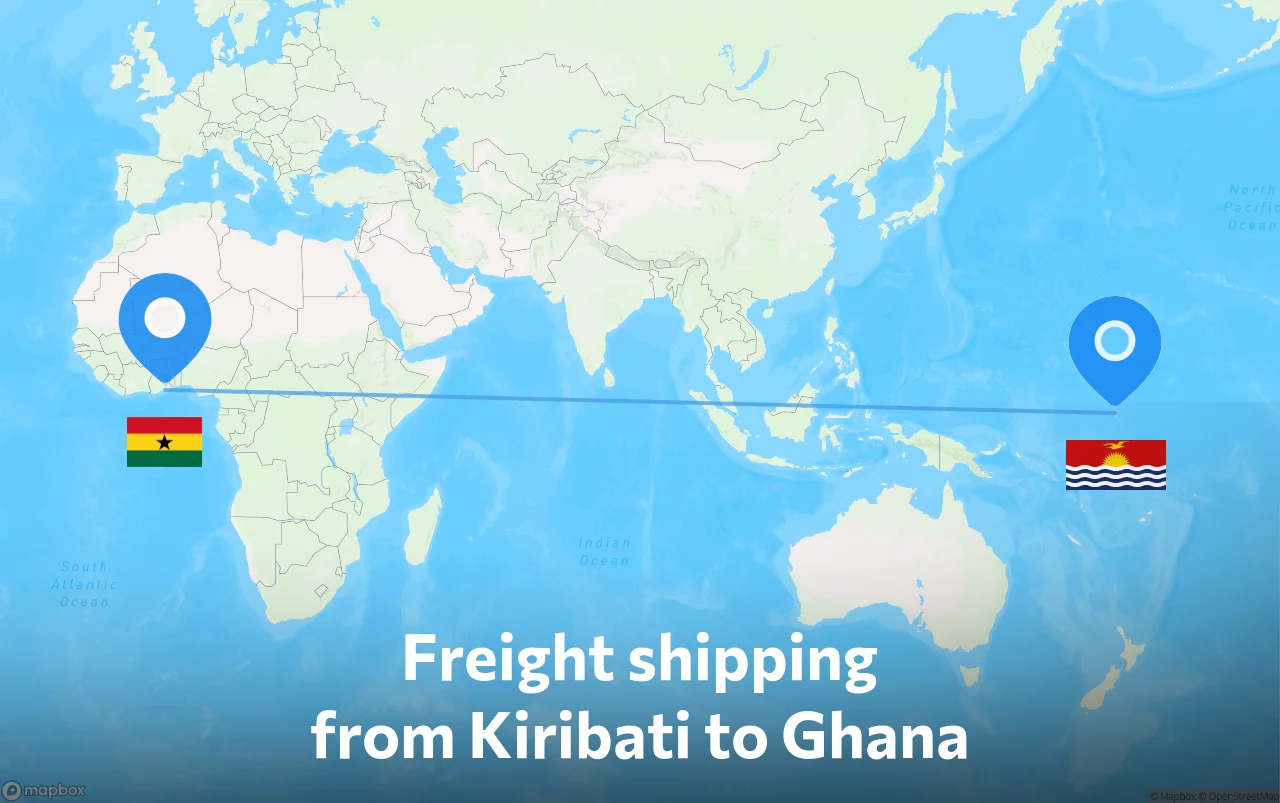 Shipping route from Kiribati to Ghana