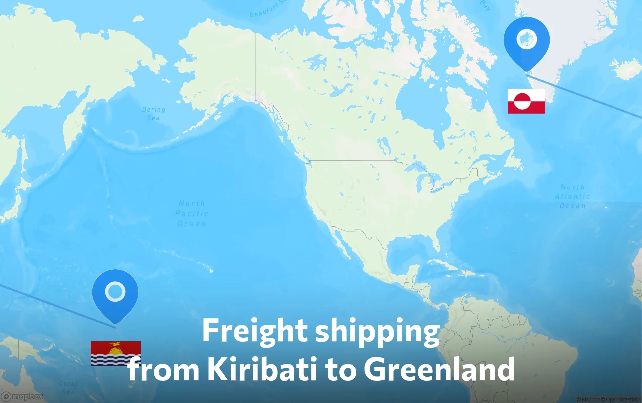 Shipping route from Kiribati to Greenland
