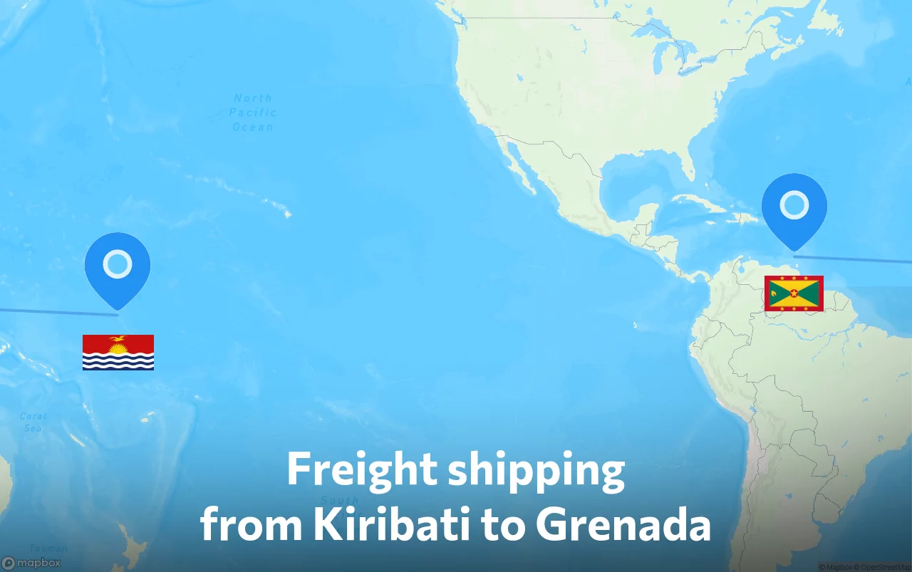 Shipping route from Kiribati to Grenada