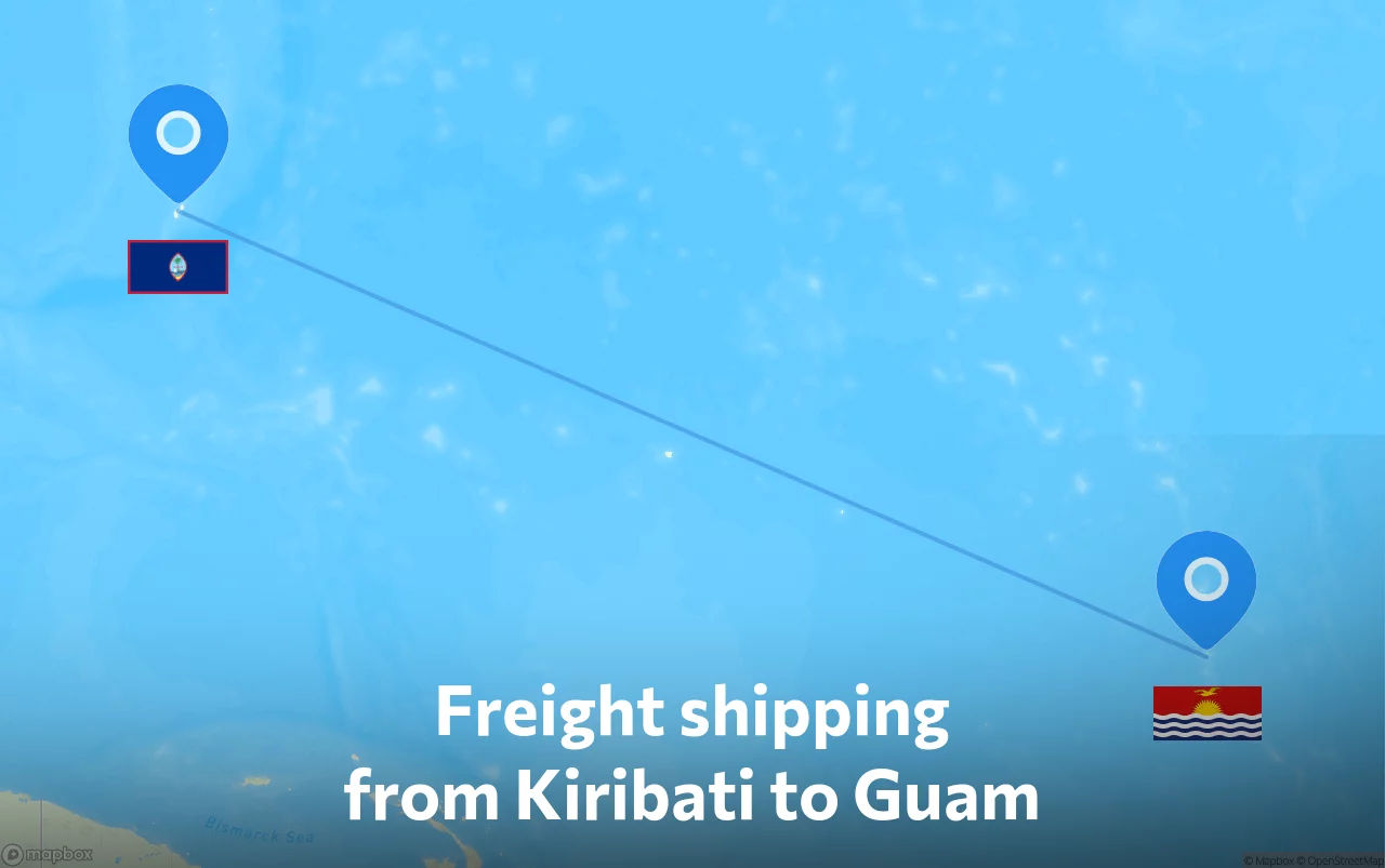 Shipping route from Kiribati to Guam