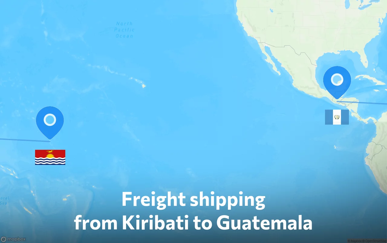 Shipping route from Kiribati to Guatemala