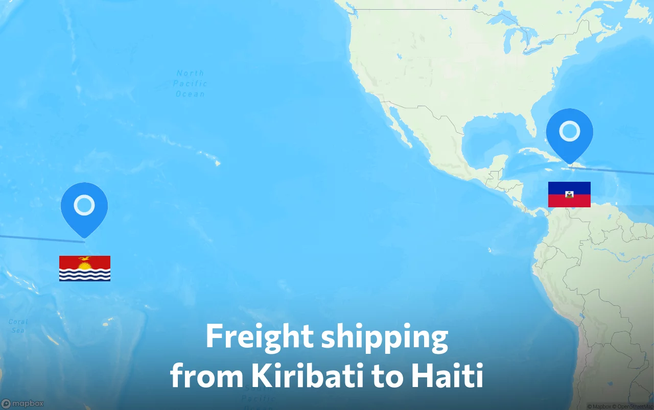Shipping route from Kiribati to Haiti